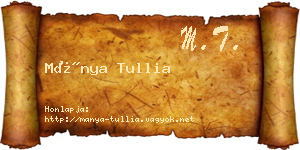 Mánya Tullia névjegykártya